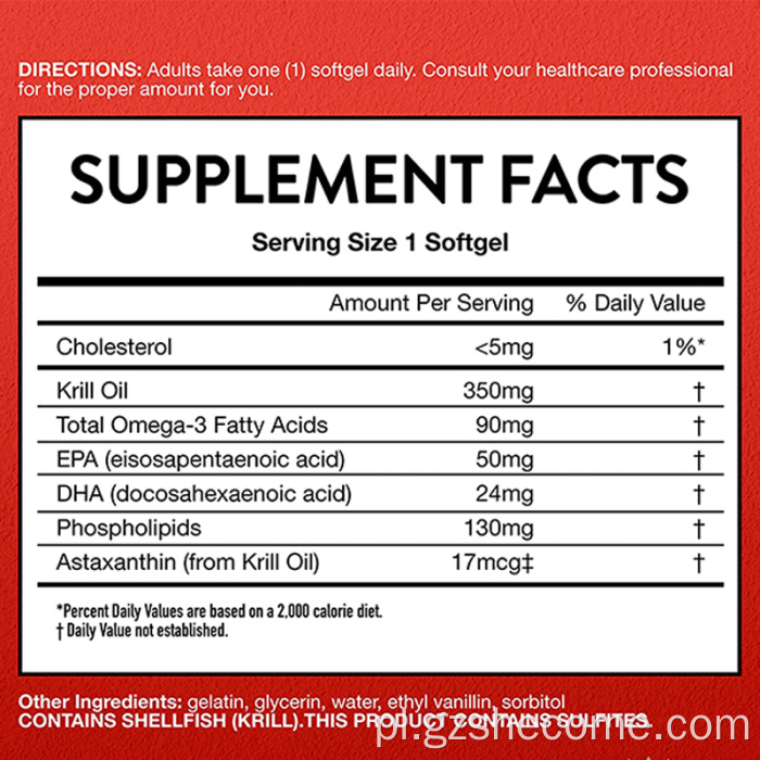 Suplement oleju Krill przeciwutleniaczy Krill Oil Softgels